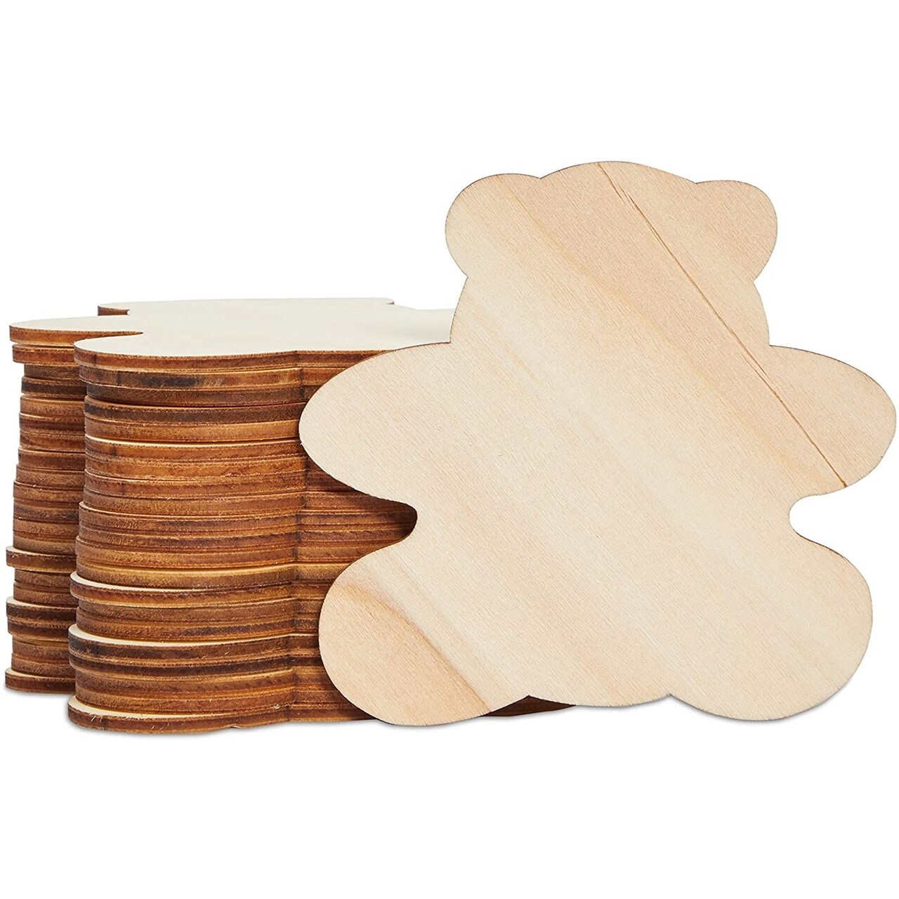 24 Pack Wooden Teddy Bear Cutouts for Crafts, Unfinished Wood Pieces for DIY Projects (3.7 x 3.5 In)